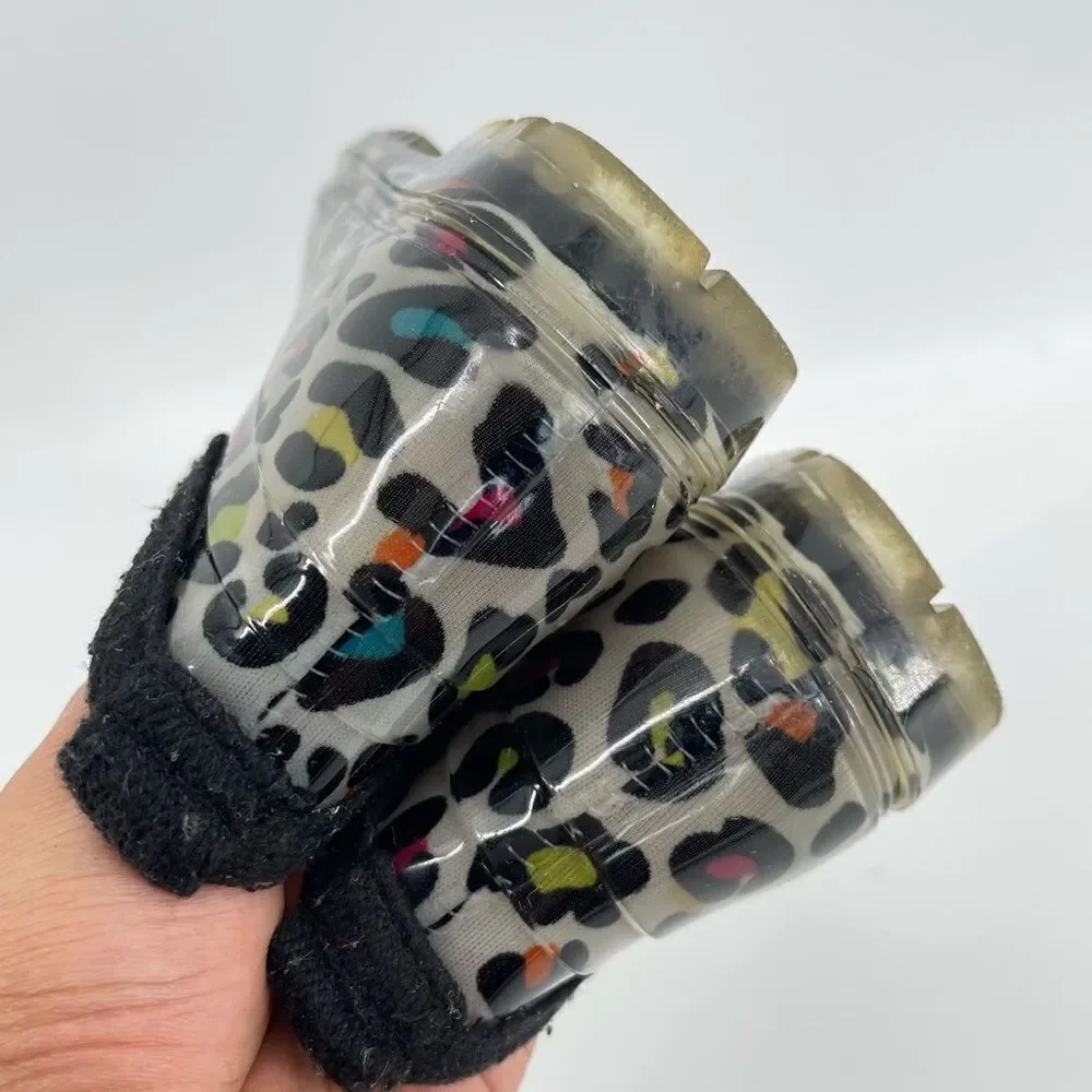 Capelli New York Kids Girl’s Multicolor Leopard Print Rubber Ankle Rain Boots 9